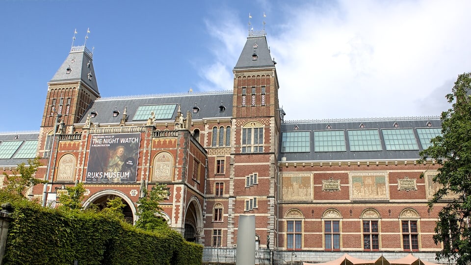 The Rijksmuseum south facade and passage in Amsterdam
