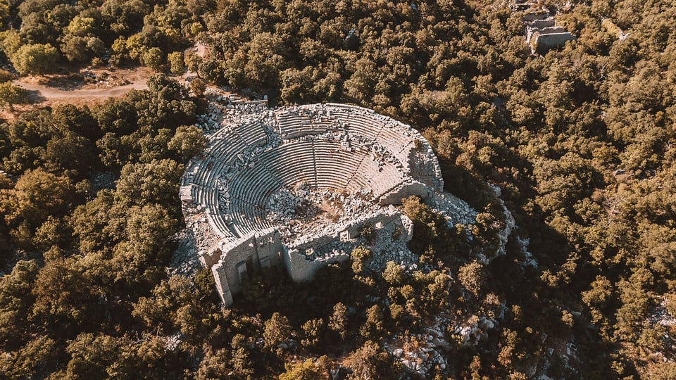Termessos theatre ruins in the Taurus Mountains