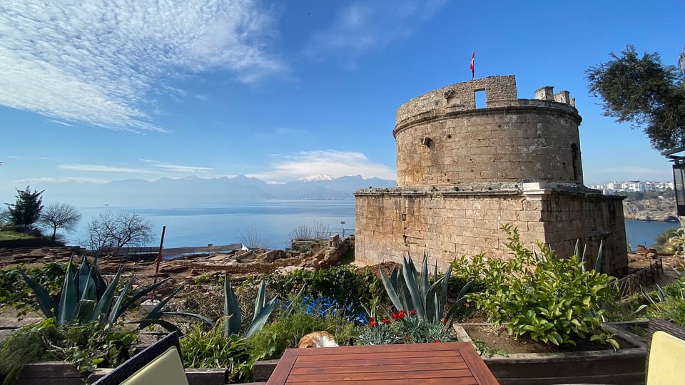 Exterior of Hıdırlık Tower beside the Antalya old town