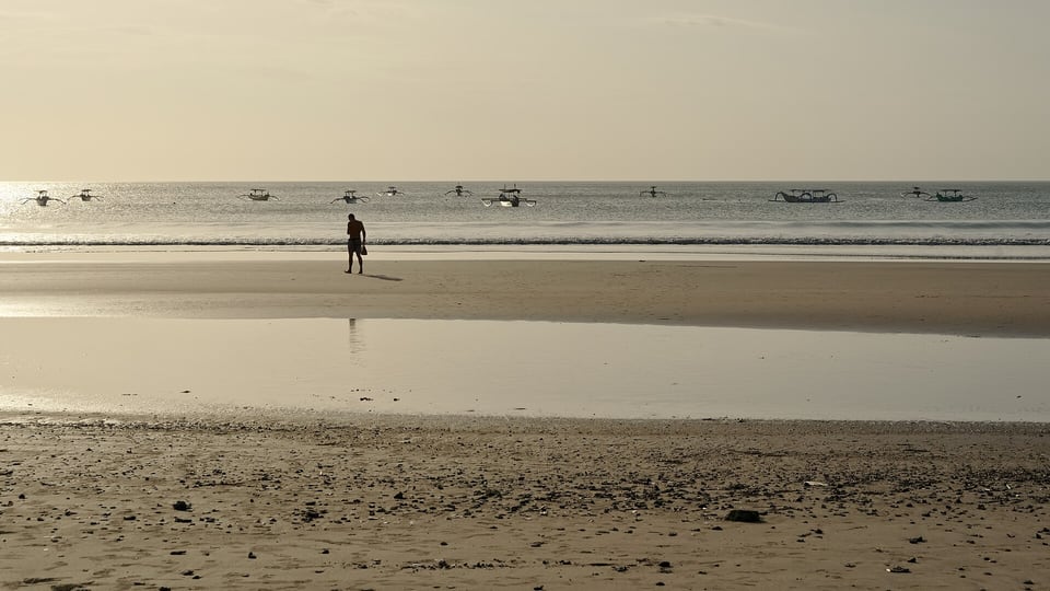 Kuta beach on Bali’s southwest coast