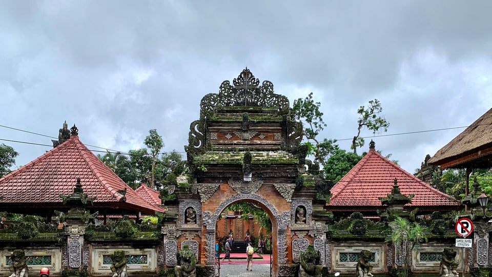The decorated entrance of Ubud Palace