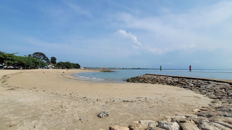 Sanur shore and its calmer seafront