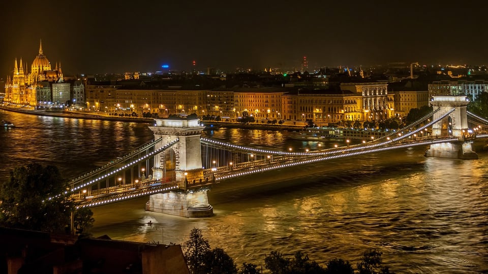 The Széchenyi Chain Bridge across the Danube in Budapest