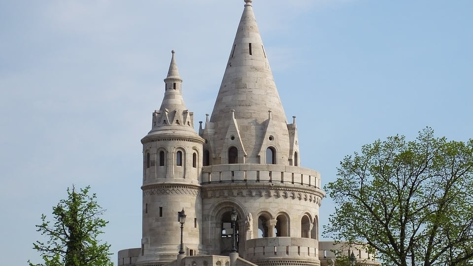 Fisherman's Bastion, the neo-Romanesque viewing terrace on Castle Hill