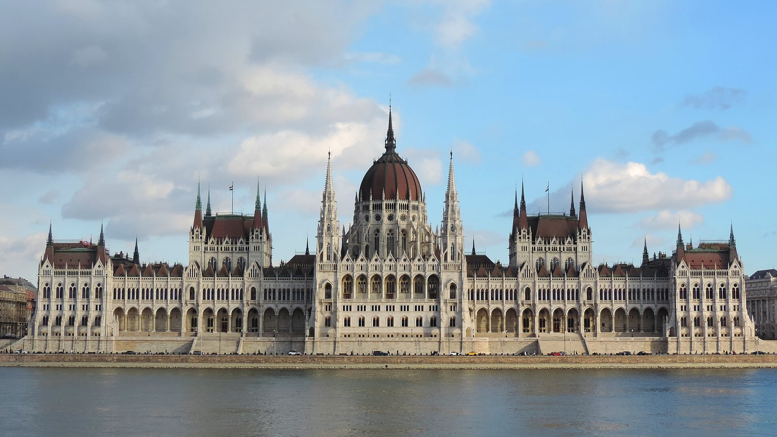 The Hungarian Parliament Building seen across the Danube in Budapest