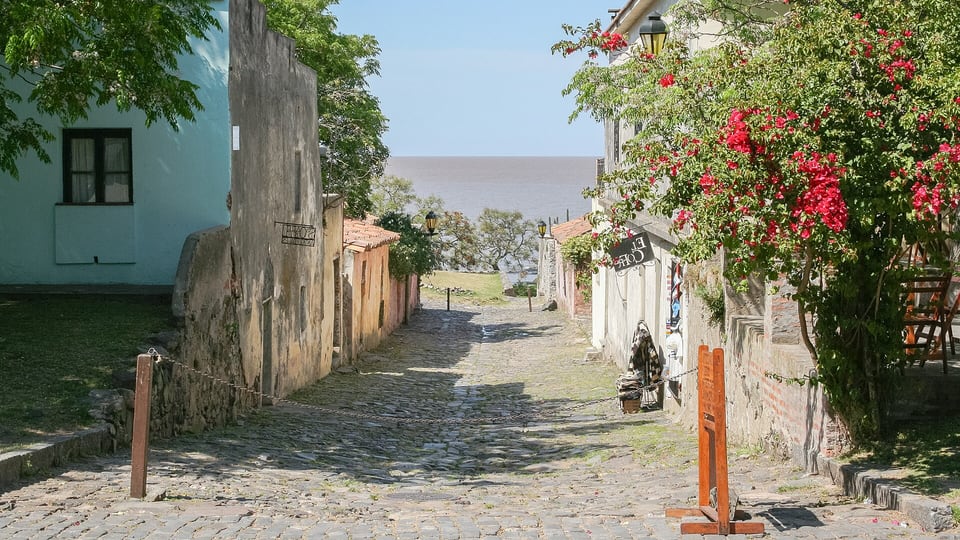 A cobbled street in the historic quarter of Colonia del Sacramento, Uruguay