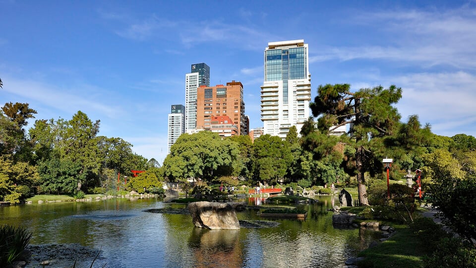 The pond of the Japanese Garden in Palermo, Buenos Aires