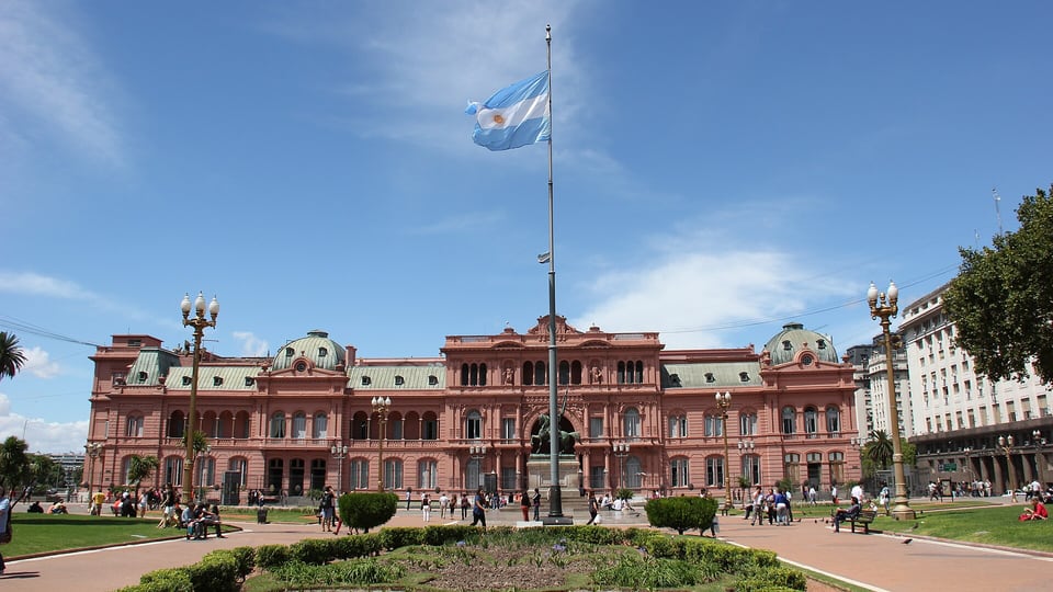 The Casa Rosada seen from Plaza de Mayo