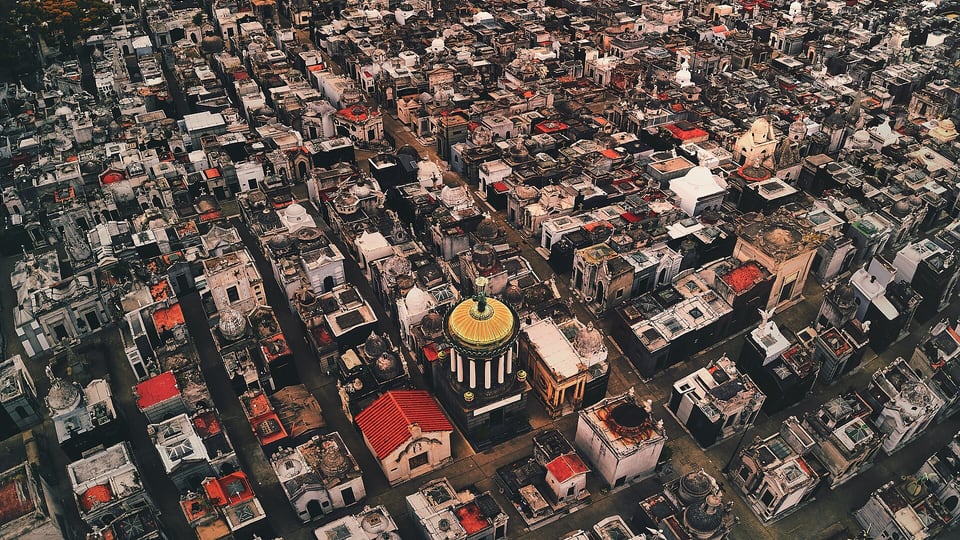 Aerial view of the vaults of La Recoleta Cemetery