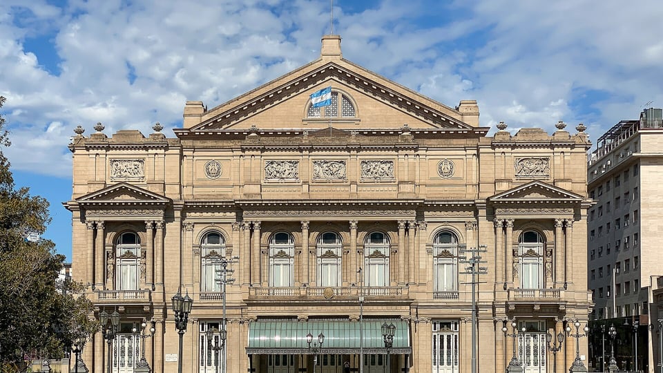 The facade of the Teatro Colón opera house in Buenos Aires