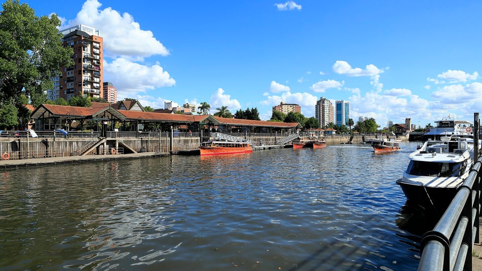 Boats on the Tigre River at the edge of the Paraná Delta