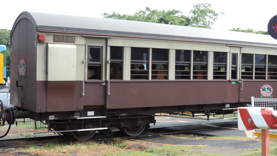 Carriages on the Kuranda Scenic Railway leaving Freshwater station