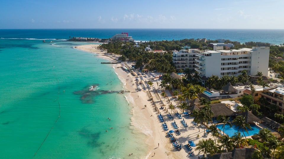 Aerial view of Playa Norte on Isla Mujeres