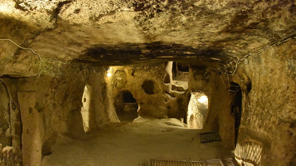 A carved room inside Kaymaklı Underground City