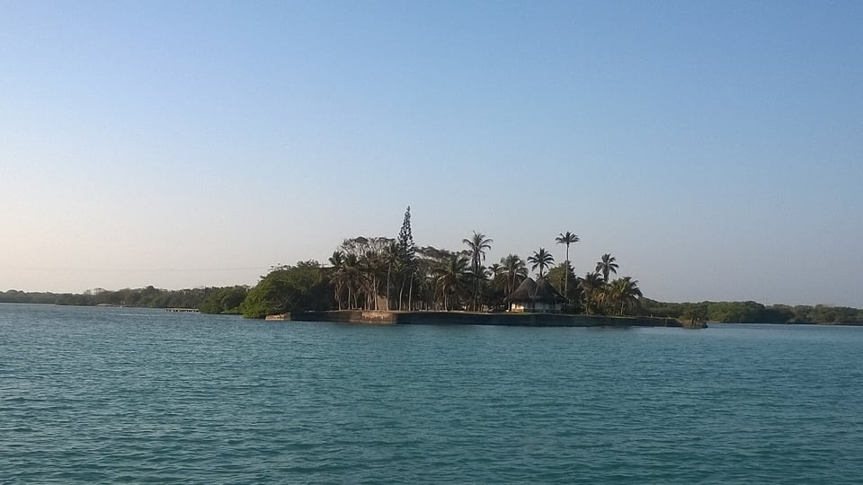 A small palm-covered island in the Rosario Islands off Cartagena