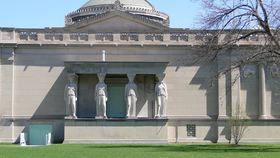 Caryatid porch and dome of the Museum of Science and Industry in Hyde Park