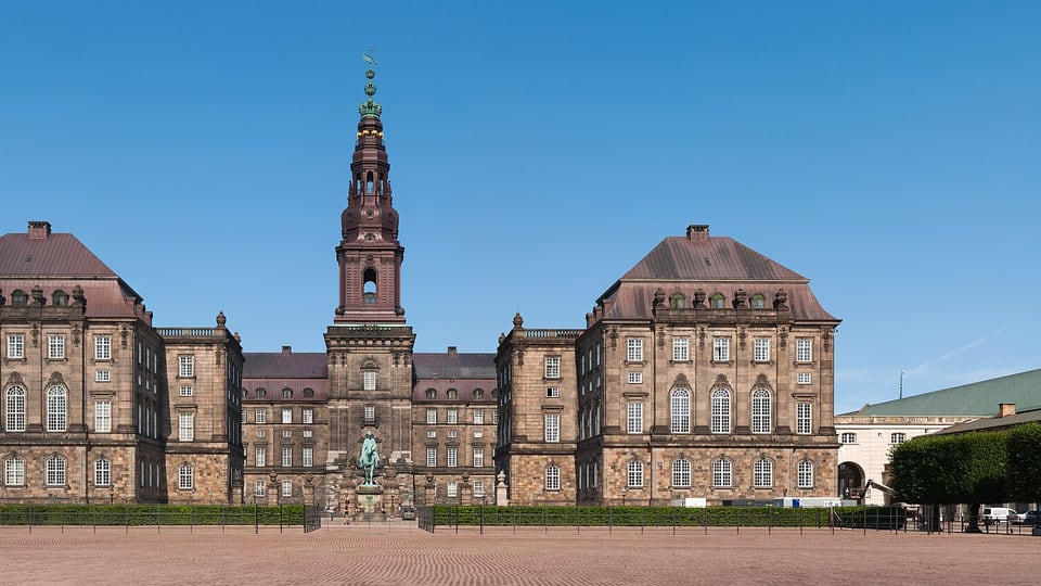 Christiansborg Palace on Slotsholmen, home to Denmark’s Parliament, Supreme Court and Prime Minister’s Office