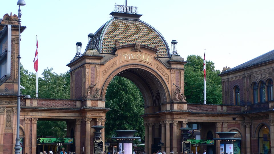 The main entrance to Tivoli Gardens, opened in 1843 beside Copenhagen Central Station