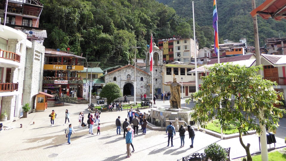 Aguas Calientes (Machu Picchu Pueblo), the only town at the base of Machu Picchu, reachable solely by train or on foot