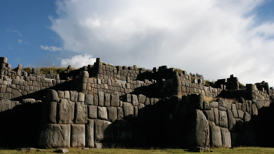 Sacsayhuaman's massive polygonal stone walls, fitted together without mortar