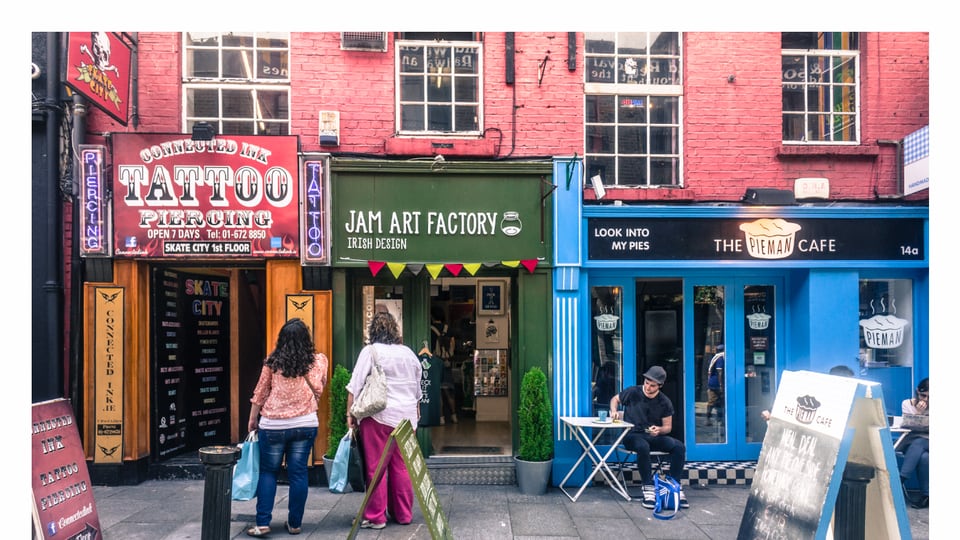 A Temple Bar streetscape in Dublin