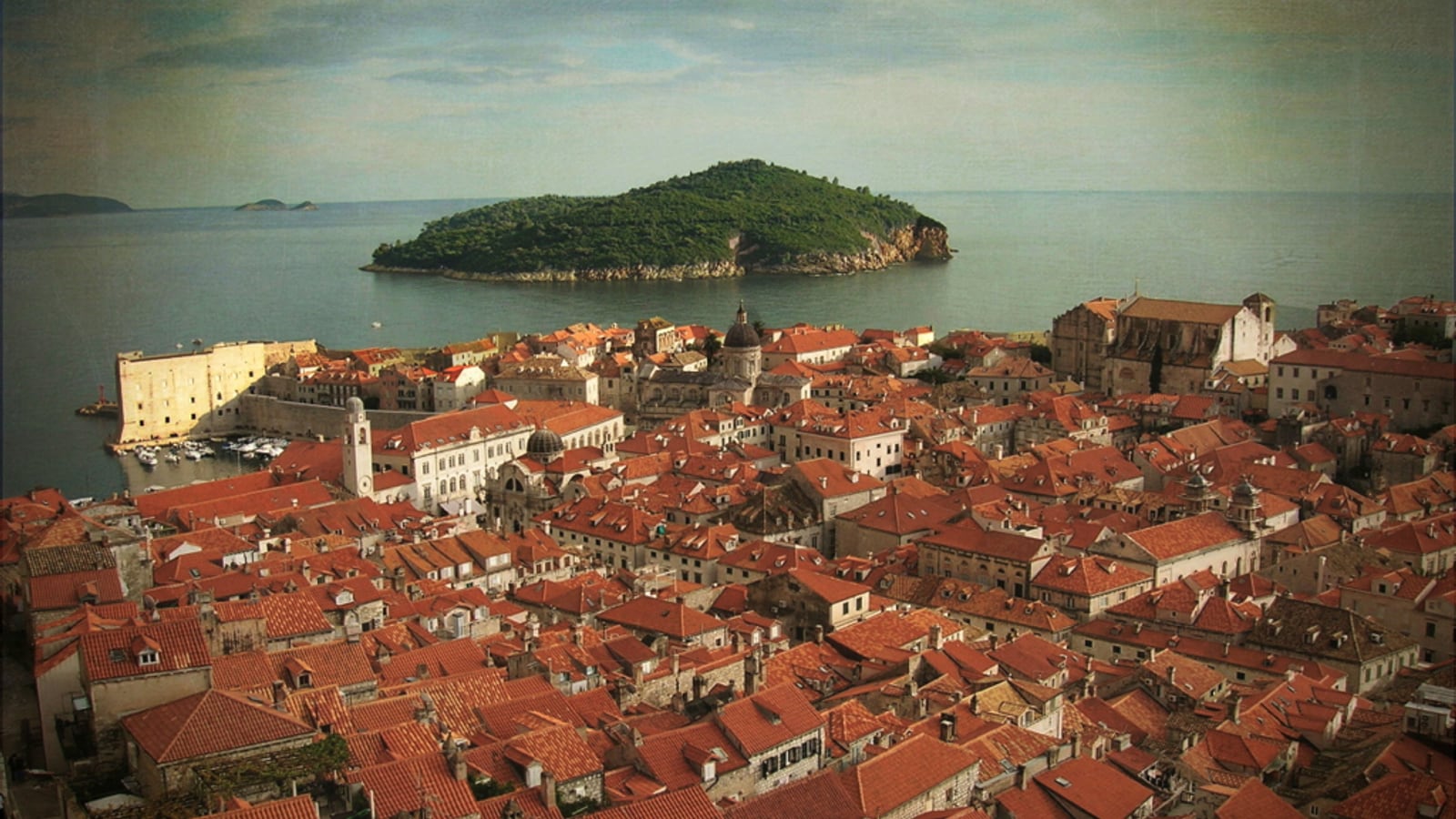 Dubrovnik's Old Town rooftops and City Walls above the Adriatic