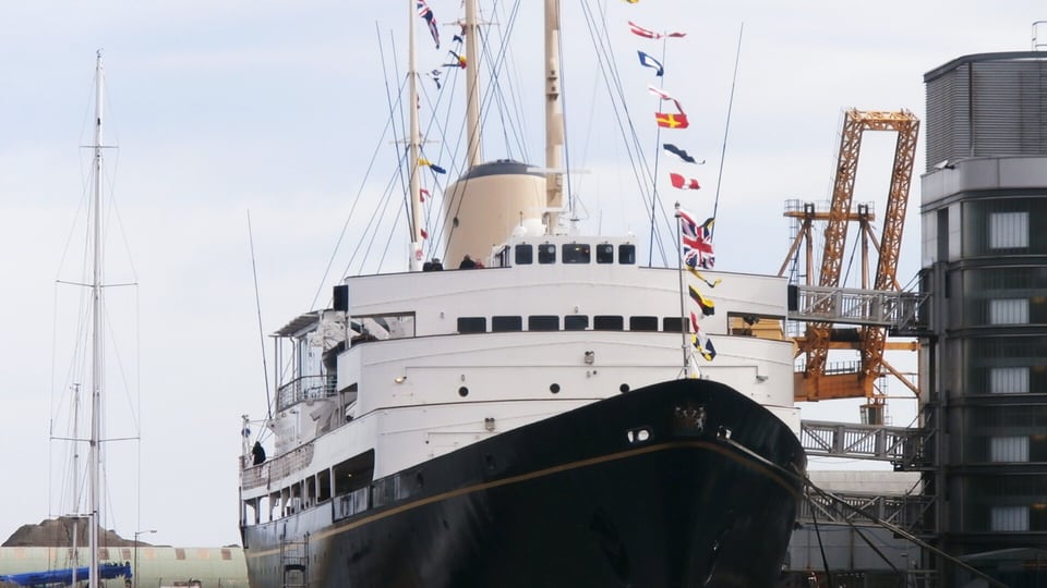The Royal Yacht Britannia berthed at Ocean Terminal, Leith