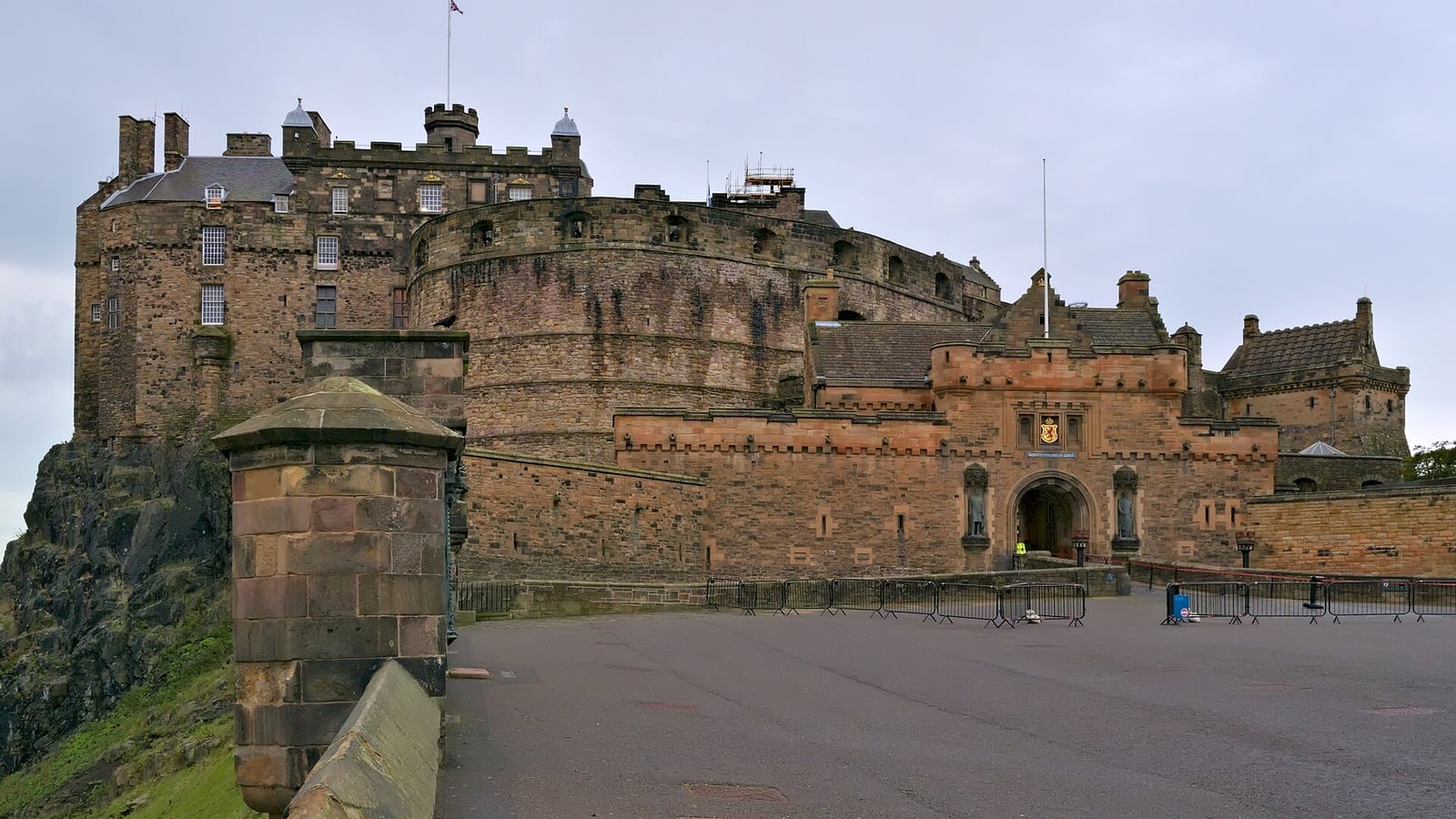 Edinburgh Castle seen from the Esplanade under a clear sky