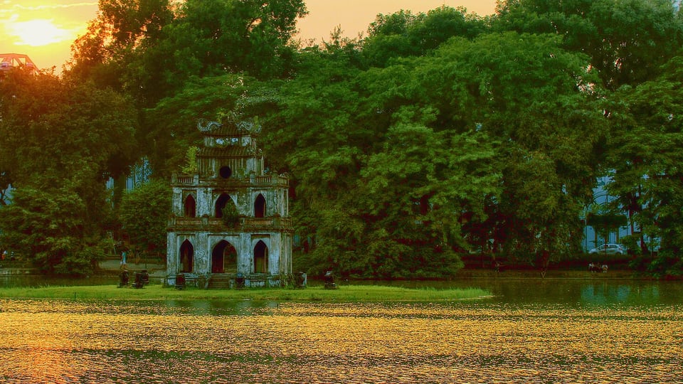 Turtle Tower on Hoàn Kiếm Lake, Hanoi