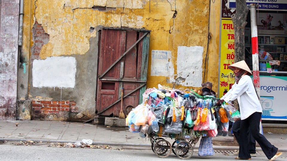 A street food vendor in Hanoi