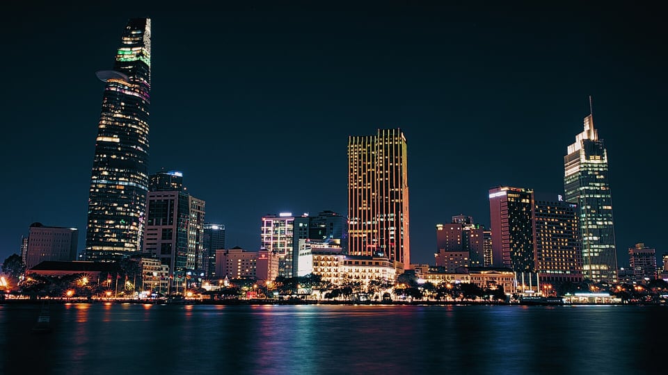 Ho Chi Minh City’s District 1 skyline along the Saigon River