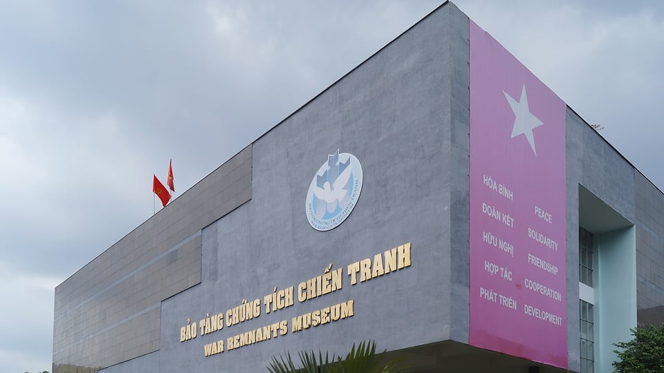 The front entrance of the War Remnants Museum in Ho Chi Minh City