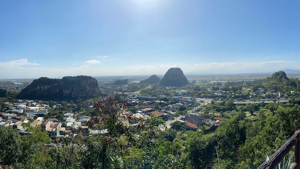 The Marble Mountains rising above the southern edge of Da Nang
