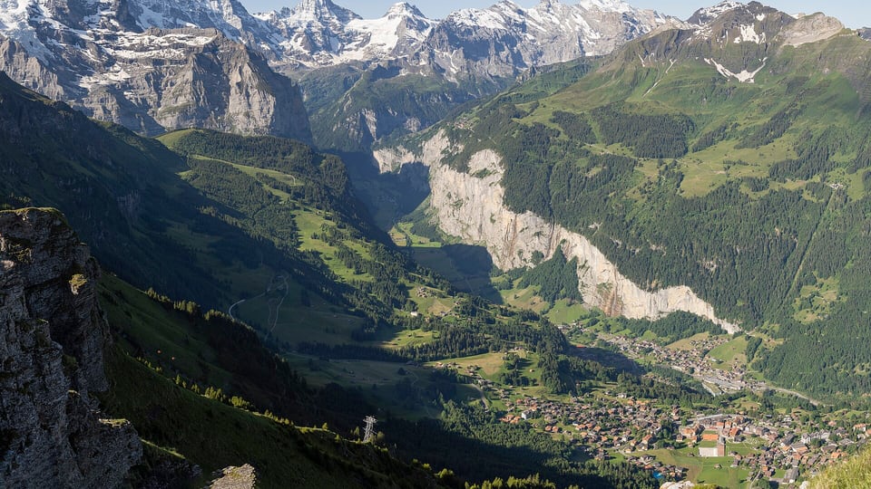 Lauterbrunnen Valley, home to 72 waterfalls dropping from its near-vertical cliffs