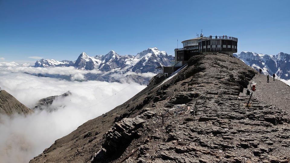 The Schilthorn summit, home to the Piz Gloria revolving restaurant from On Her Majesty's Secret Service