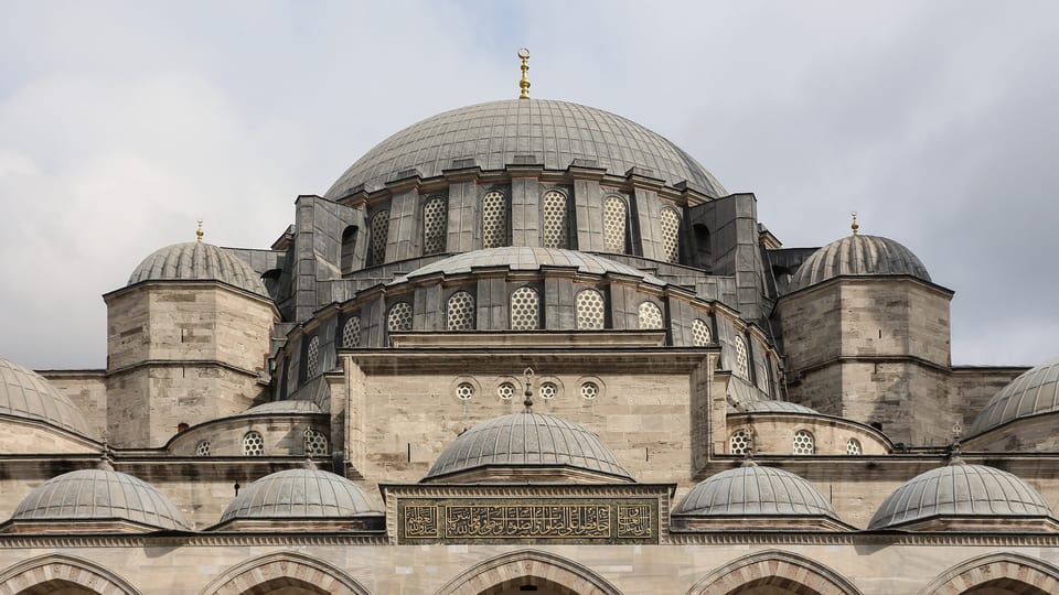 The central dome and cascading half domes of the Süleymaniye Mosque in Istanbul