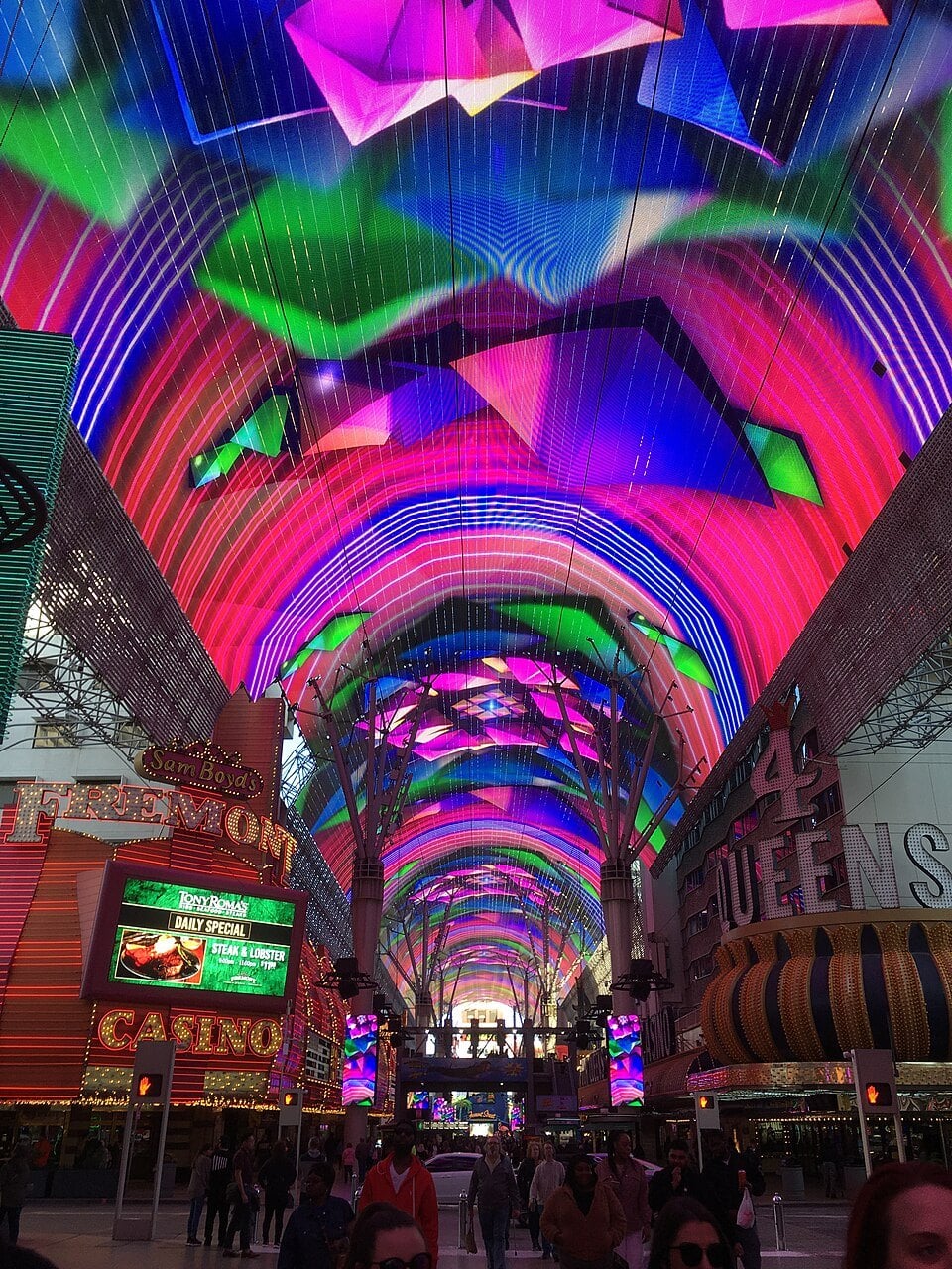 Illuminated canopy above Fremont Street Experience