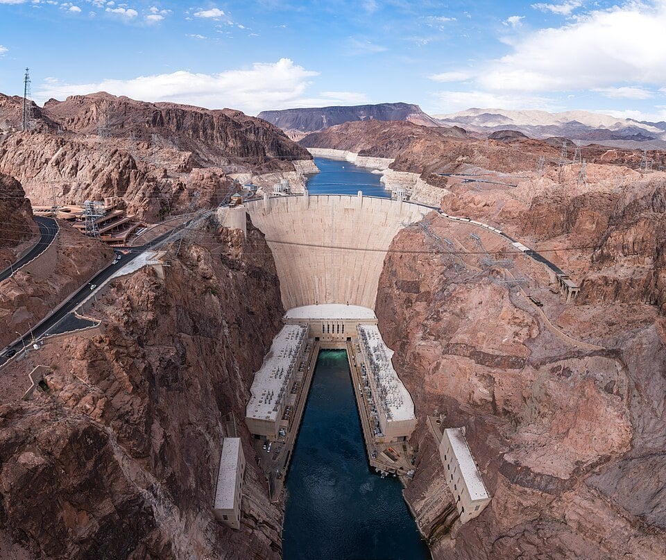 Hoover Dam and Black Canyon viewed from the nearby bridge