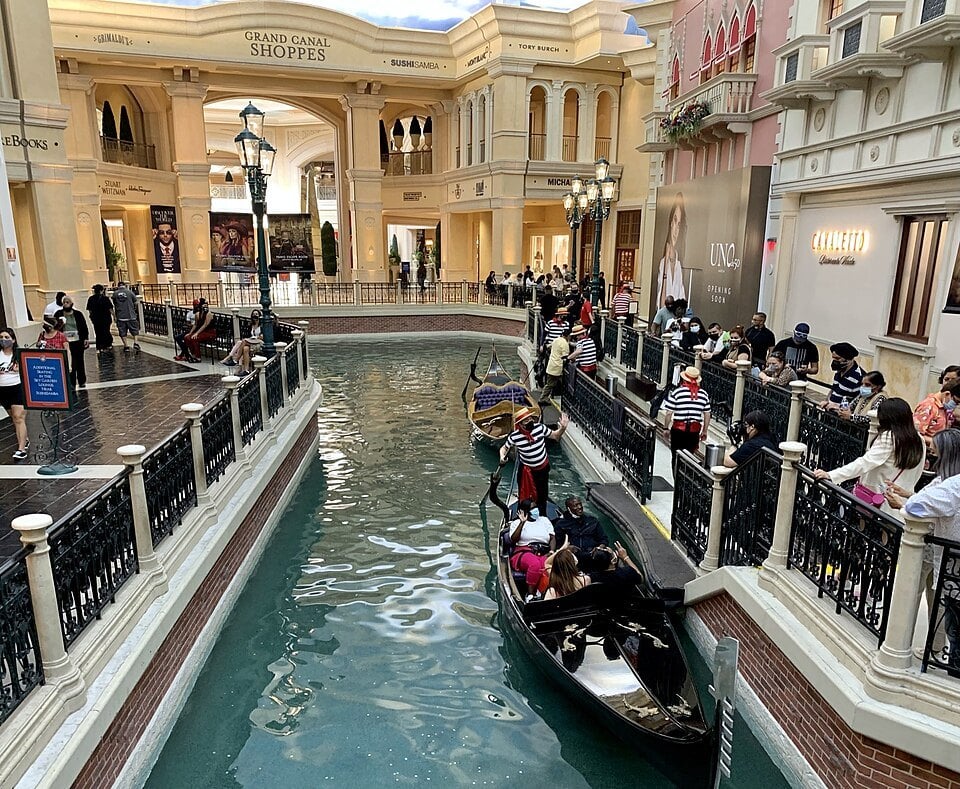 Indoor canal and gondolas at the Venetian Grand Canal Shoppes