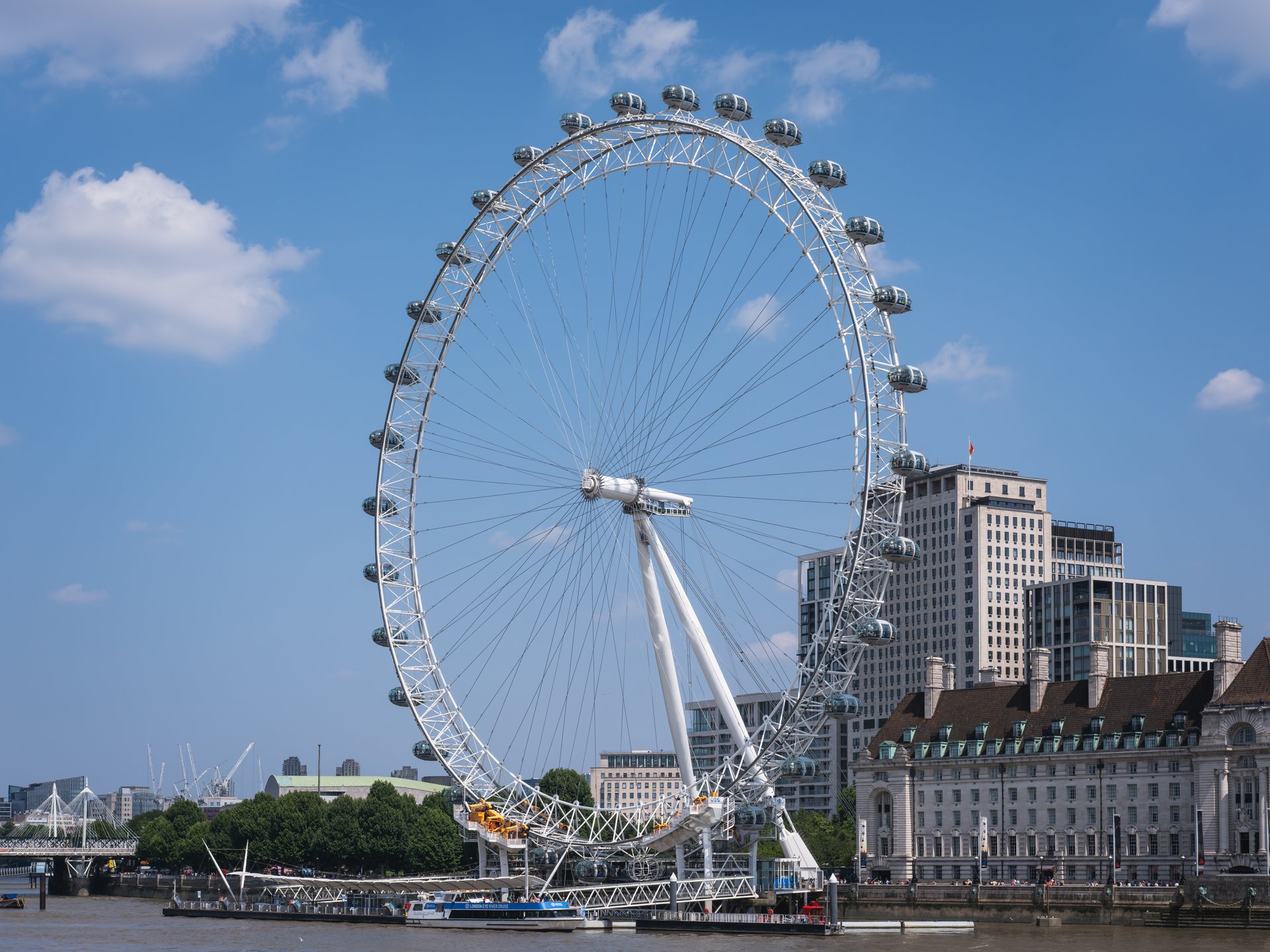 The London Eye seen from the north bank of the Thames