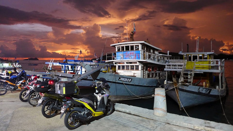Tour boats at the Kota Kinabalu waterfront in Sabah