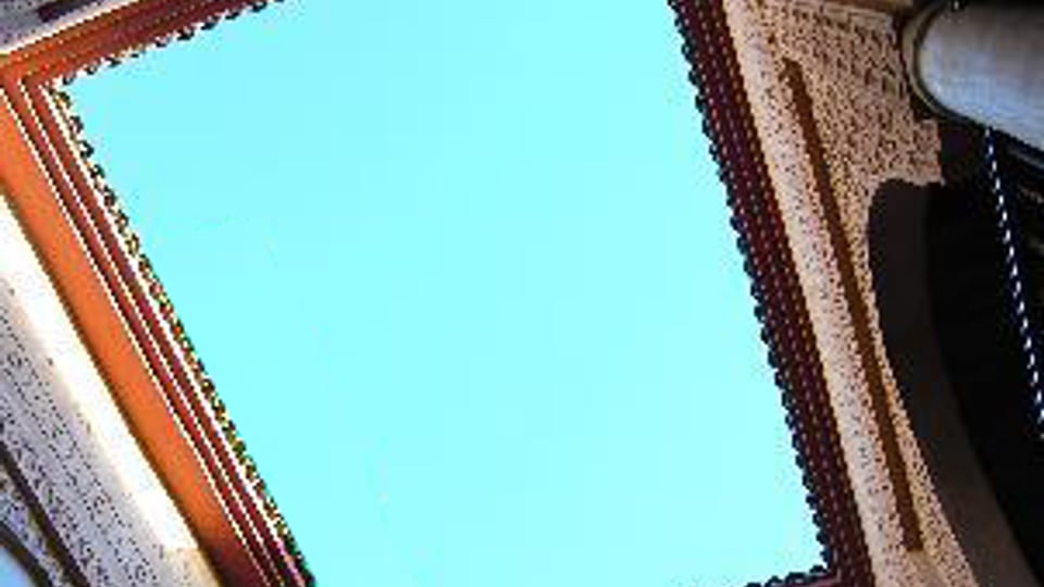 An open-air riad courtyard in Marrakech