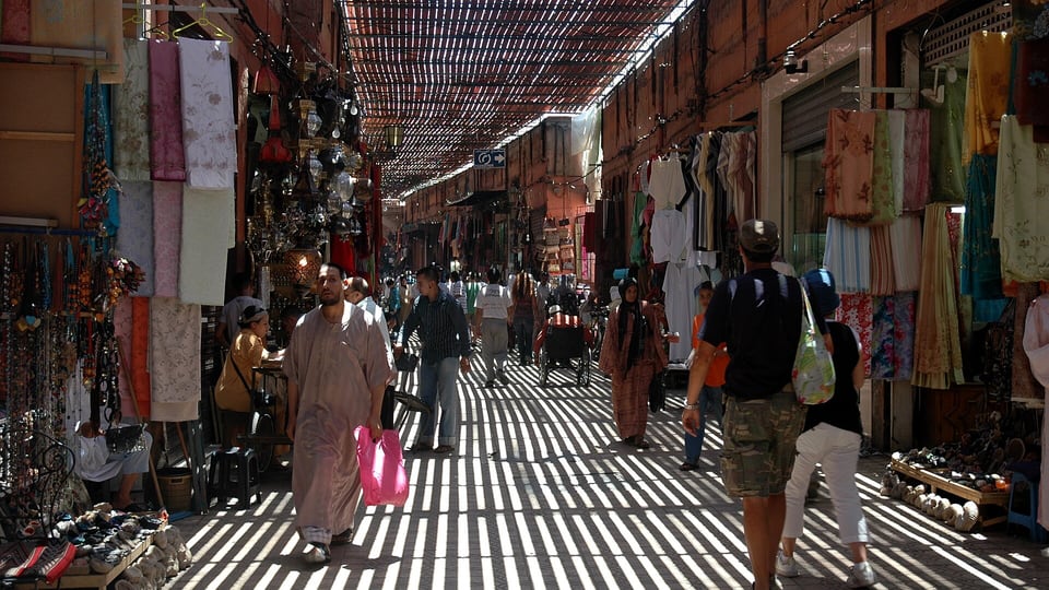 A covered lane in Marrakech's Souk Semmarine