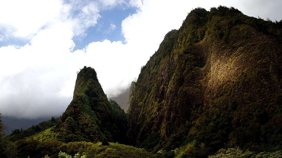 The Iao Needle rising from Iao Valley