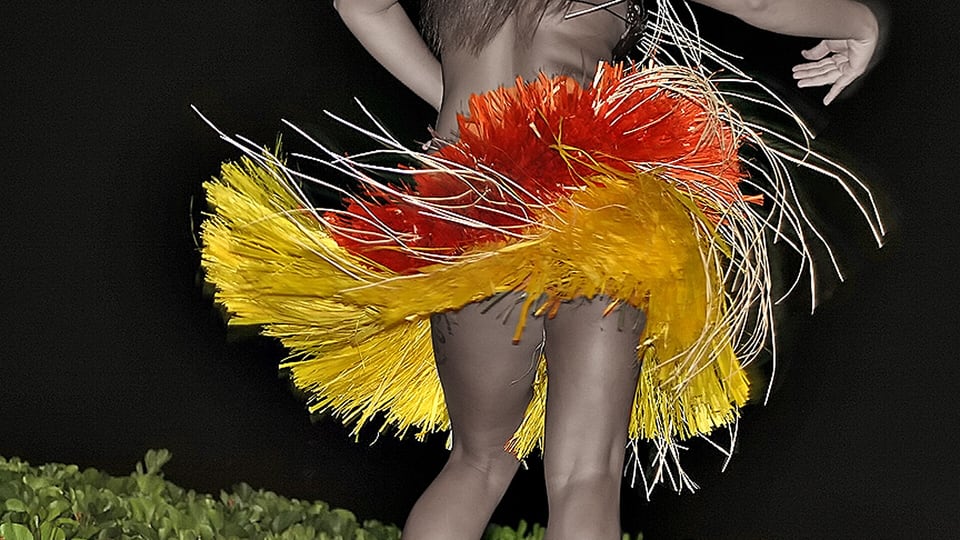 A hula dancer performing at a Maui luau
