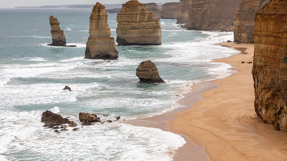 Limestone stacks of the Twelve Apostles off the Port Campbell coast