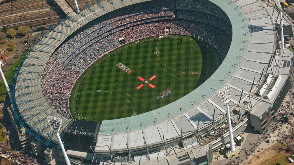Aerial view of the Melbourne Cricket Ground during an AFL Grand Final