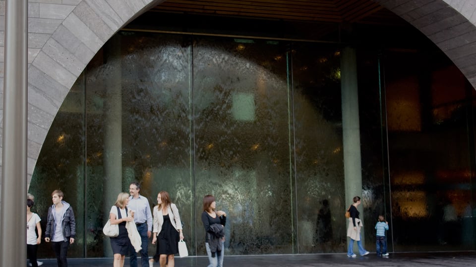 The arched entrance of NGV International on St Kilda Road