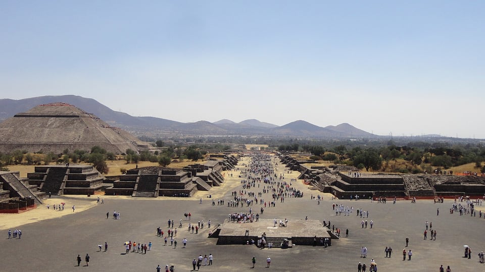 The Avenue of the Dead at Teotihuacan with the Pyramid of the Sun beyond