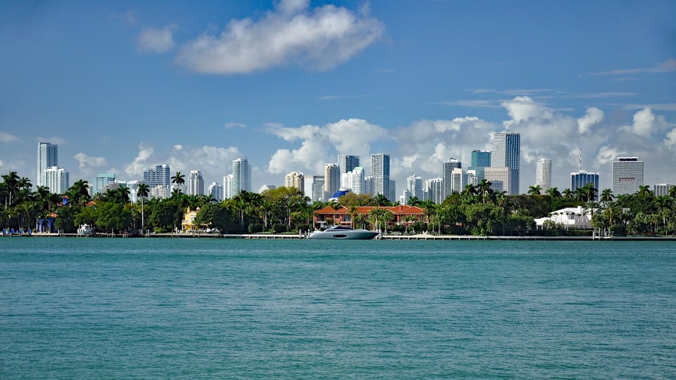 View toward Miami from a Biscayne Bay boat